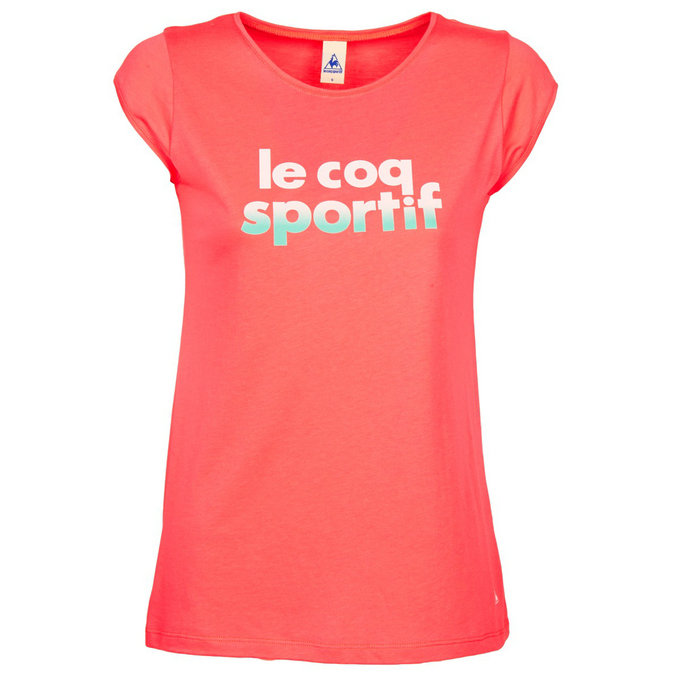 Le Coq Sportif Apres-Sport Logo Daruta Tee Ss W Corail - T-Shirts Manches Courtes Femme